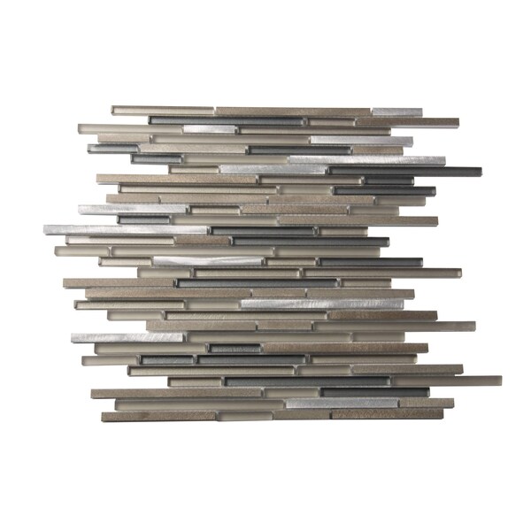 Apollo Tile Urban Rain 4.83 sq.ft 11.8 in. x11.8 in. Linear Glass & Metal Mosaic Tile, 5PK APLCAS99005EC09 - main